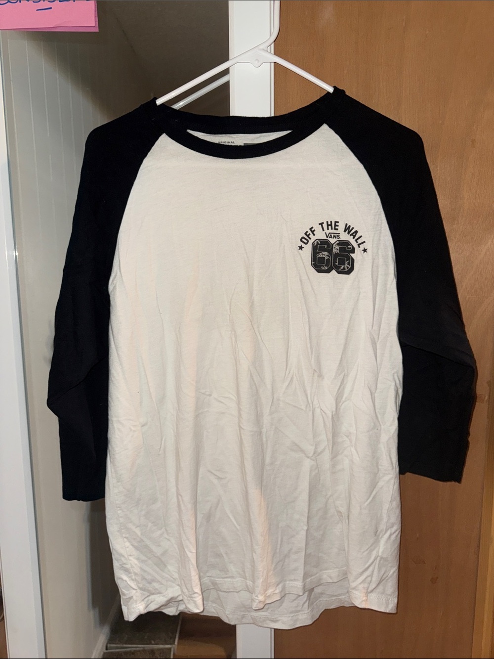 Vans Black & White Raglan 'Off The Wall' 3/4 Sleeve Tee